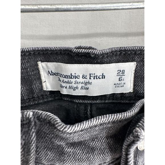 Abercrombie Fitch Jeans Womens 28 6 Short Black Ankle Straight Ultra High Rise - Picture 2 of 8